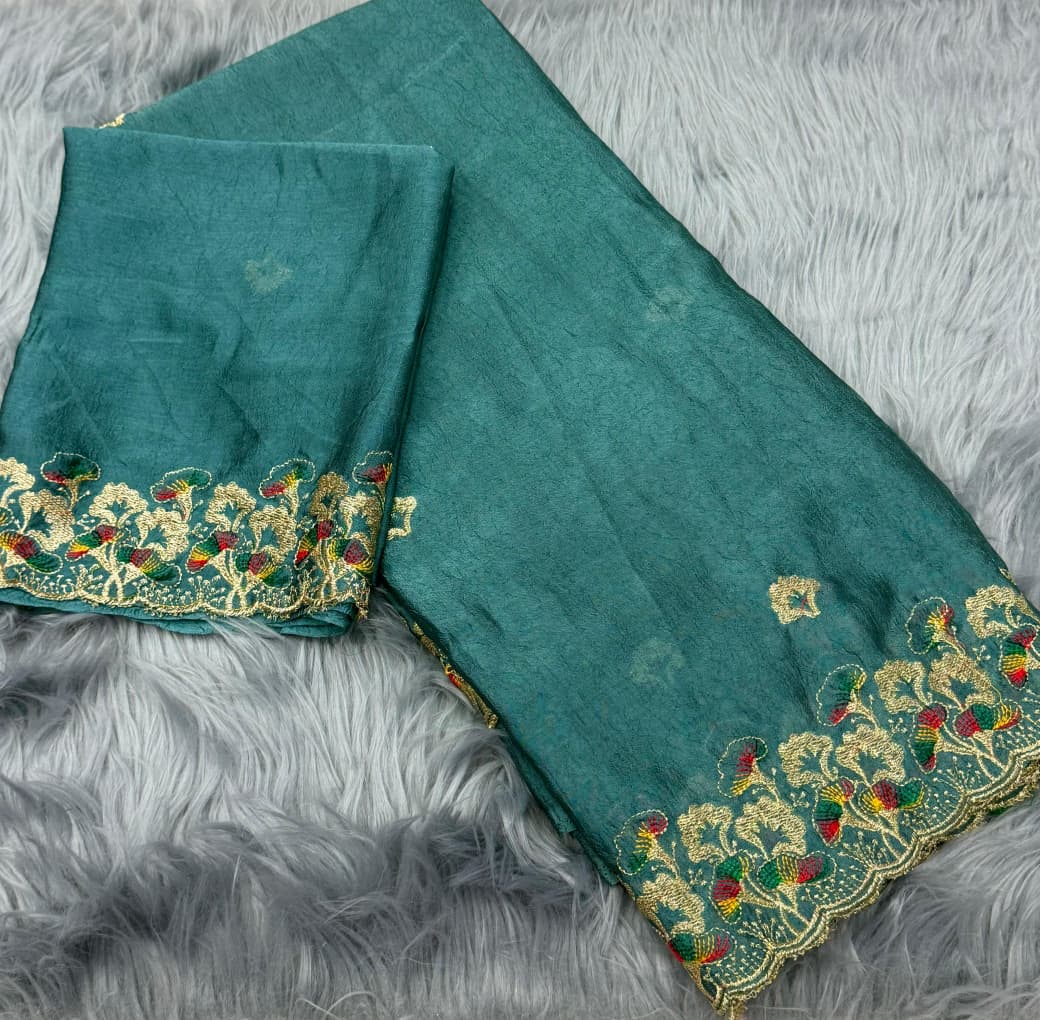 NN-2059 Newly launched fabric Rangoli crush with multi thread C-pallu work with Tone to tone heavy work blouse