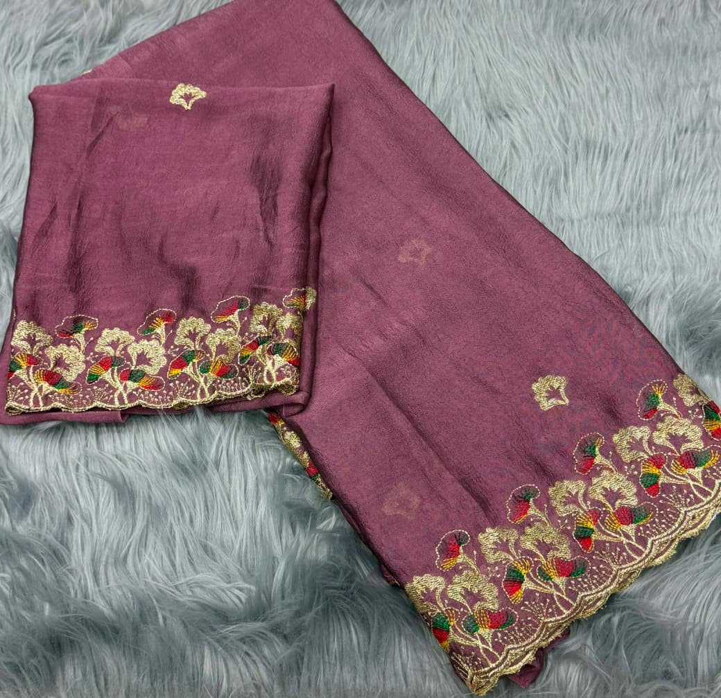 NN-2059 Newly launched fabric Rangoli crush with multi thread C-pallu work with Tone to tone heavy work blouse