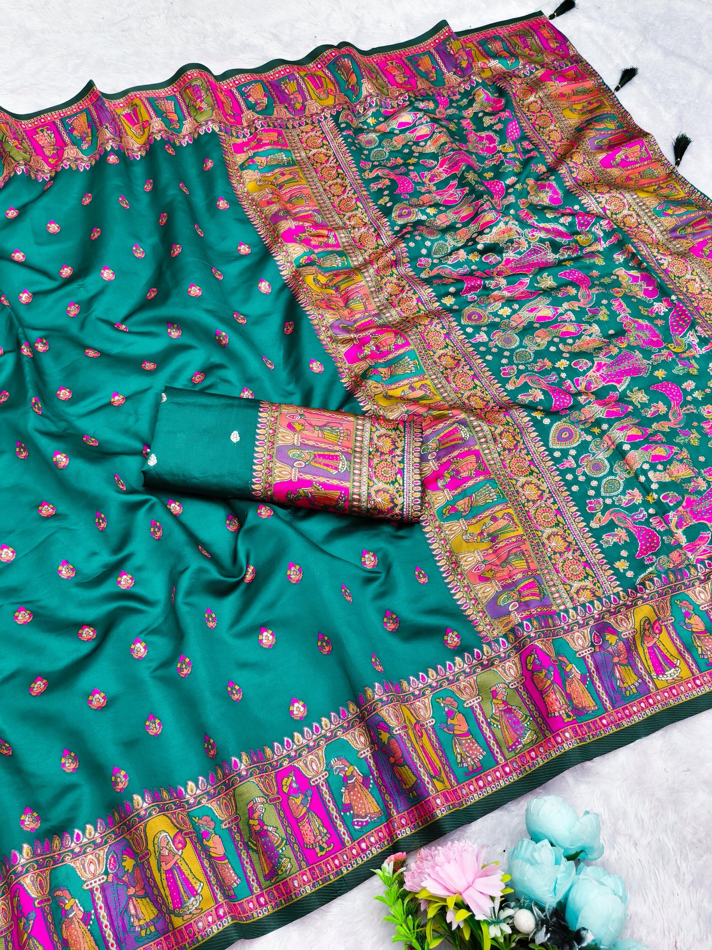 AJ-POSITION-PRAJA KOTA LITCHI SILK SAREE WITH POSITION STYLE WEAVING DESIGN WITH RICH PALLU AND PATLI WORK