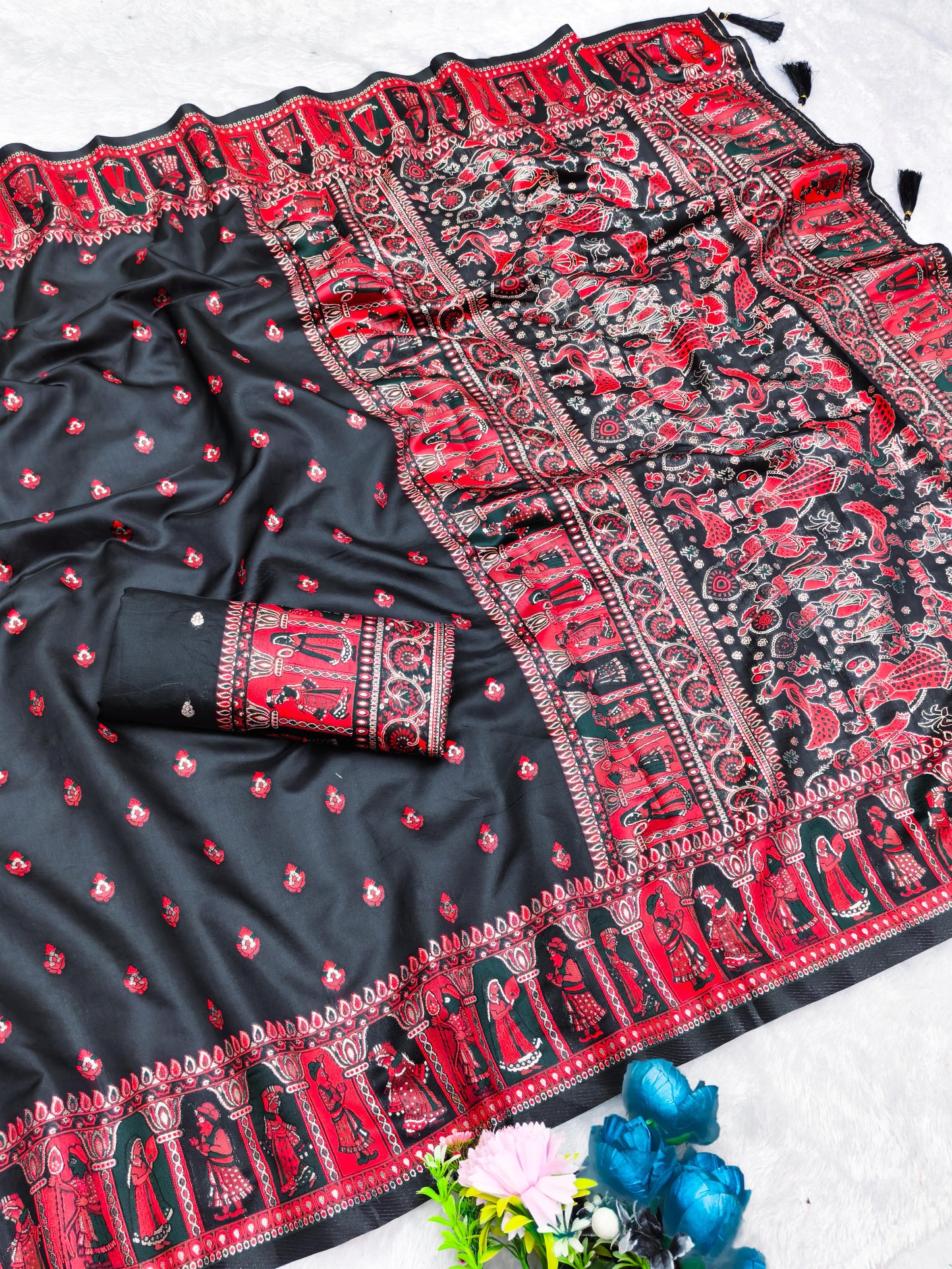 AJ-POSITION-PRAJA KOTA LITCHI SILK SAREE WITH POSITION STYLE WEAVING DESIGN WITH RICH PALLU AND PATLI WORK