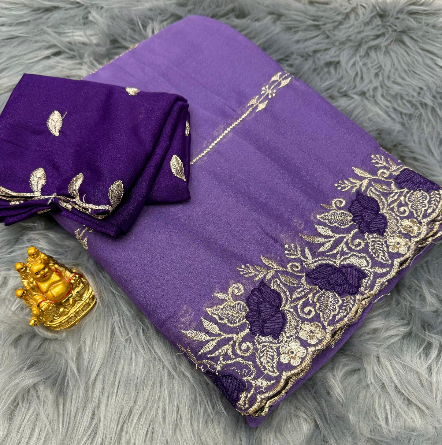 NN-2064 Star georgette fabric with c-pallu work with heavy thread work allover saree tone to tone rich embroidary blouse