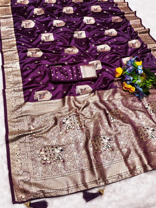 AJ-SATIN-GAJRAJ SATIN SILK SAREE WITH HEAVY RICH PALLU GARAJ DESIGN WITH WITH GARAJ ON BODY WITH SUPER CYC CATONIC COLORS 6.50 MTR CUT