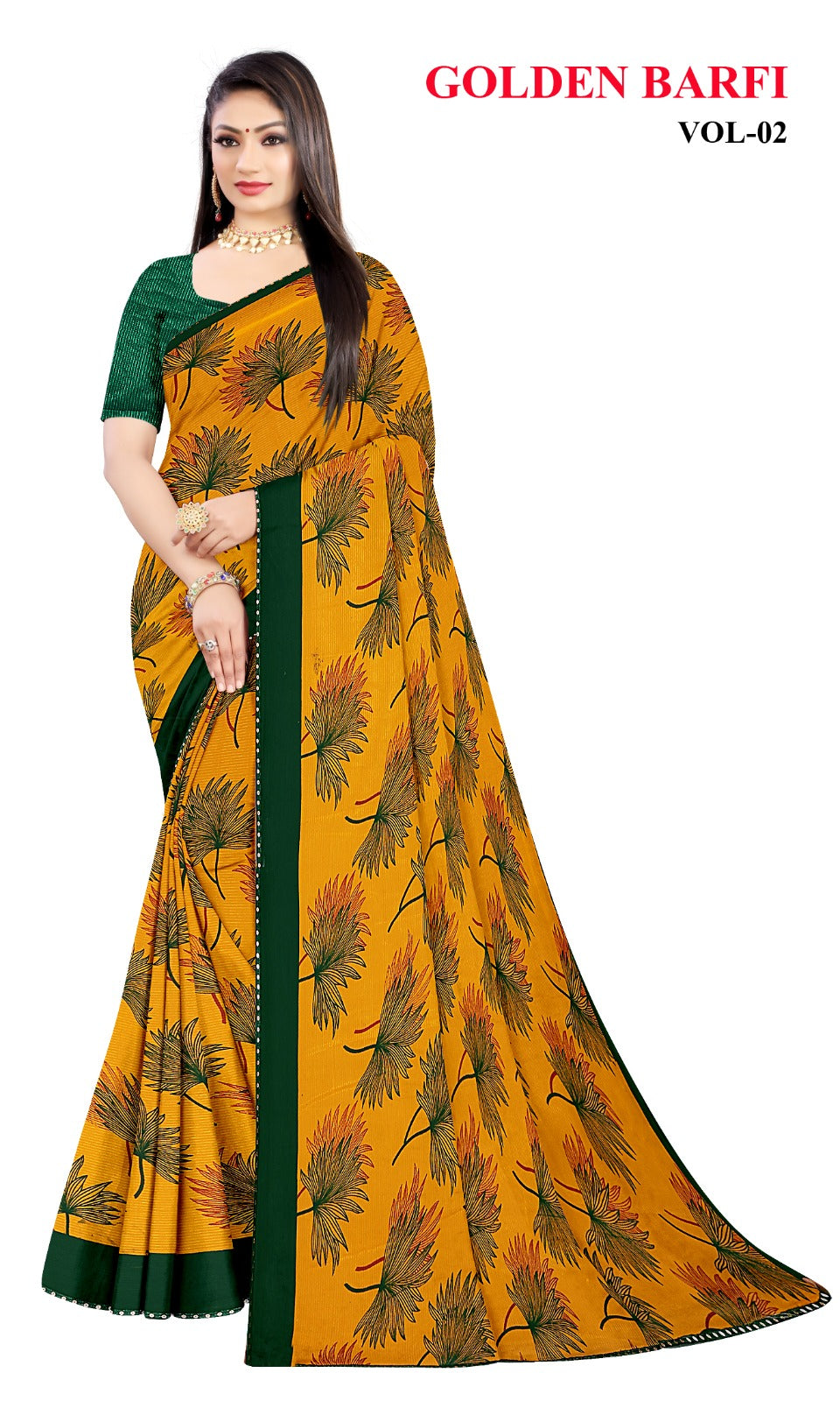 SV-YELLOW-SPECIAL PRINTED SAREE WITH FESTIVE SPECIAL YELLOW ONLY DESIGN WITH CATLOG DESIGNS WITH LACE SEQUENCE BORDER