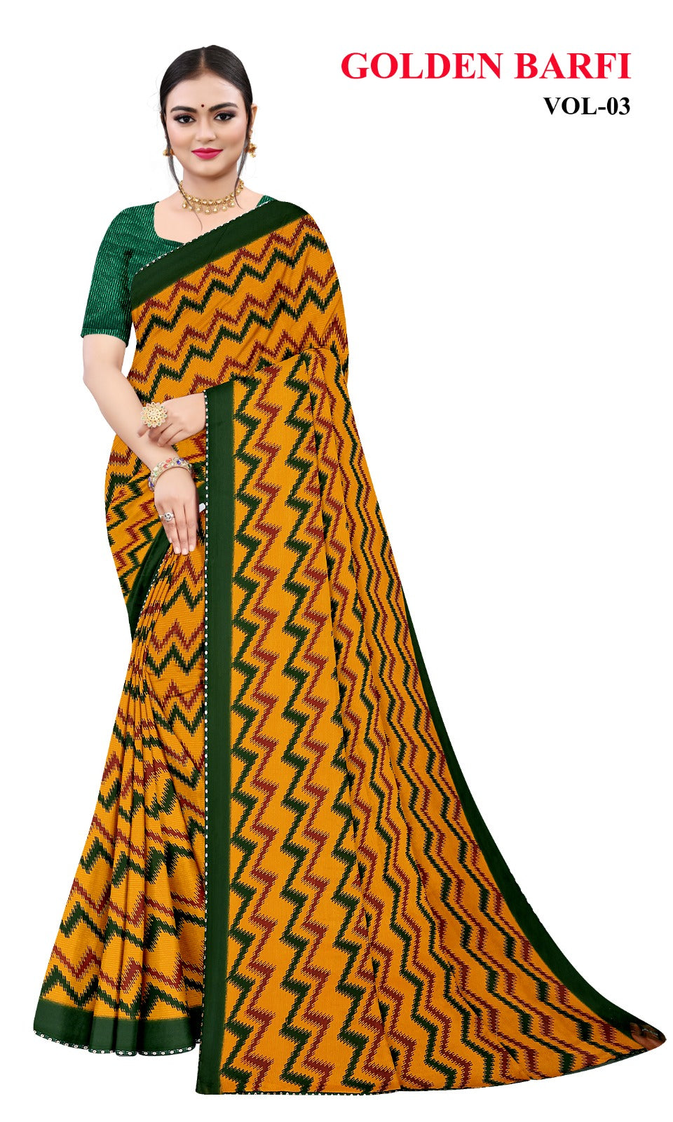 SV-YELLOW-SPECIAL PRINTED SAREE WITH FESTIVE SPECIAL YELLOW ONLY DESIGN WITH CATLOG DESIGNS WITH LACE SEQUENCE BORDER