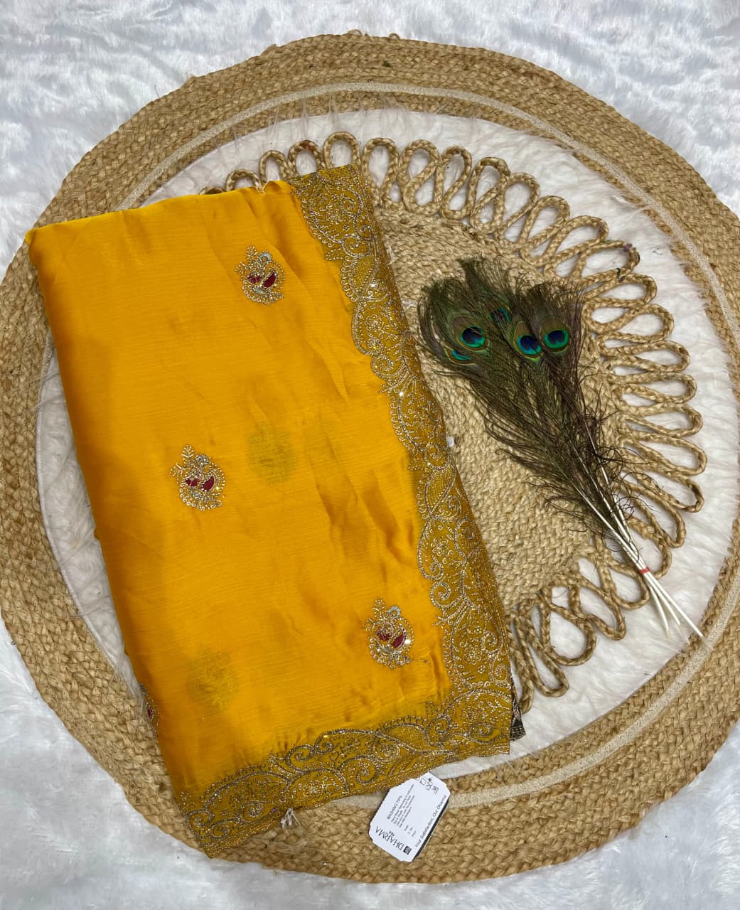 BS-SWAYAMVAR SATIN FABRIC SAREE WITH BEAUTIFULLY CRAFTED WITH THREAD AND EMBORIDERY WORK WITH WONDERFUL COLOURMATCHING ABSOLUTE MASTERPIECE