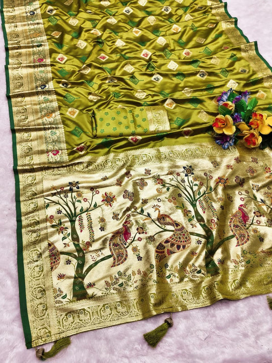 AJ-SATIN-QUALITY SATIN FABRIC SAREE WITH BEAUTIFULLY CRAFTED WITH THREAD AND EMBORIDERY WORK WITH WONDERFUL COLOURMATCHING ABSOLUTE MASTERPIECE