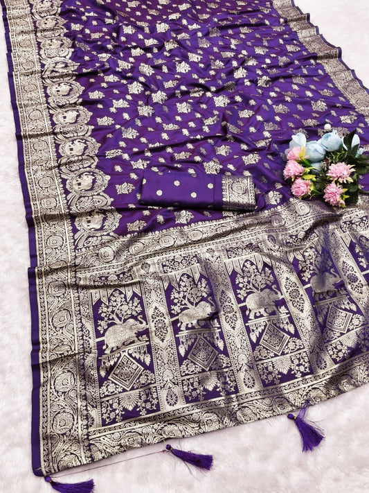 AJ-HASTINAPUR SOFT SILK 50/600 WITH HEAVY PALLU AND WITH BEAUTIFUL WITH PATLI