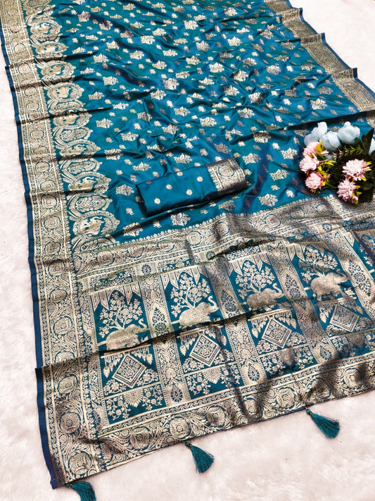 AJ-HASTINAPUR SOFT SILK 50/600 WITH HEAVY PALLU AND WITH BEAUTIFUL WITH PATLI