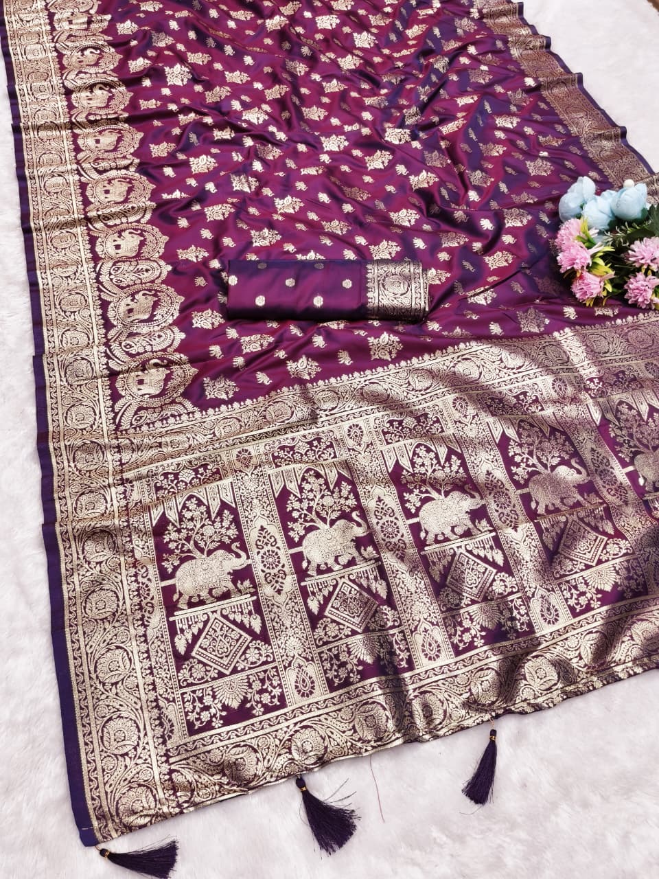 AJ-HASTINAPUR SOFT SILK 50/600 WITH HEAVY PALLU AND WITH BEAUTIFUL WITH PATLI