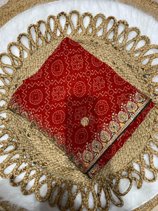 KAS-KASHI-B Premium BANDHANI SAREE WITH BEAUTIFUL PETHA WORK WITH BEAUTIFUL BUTTI ALL OVER