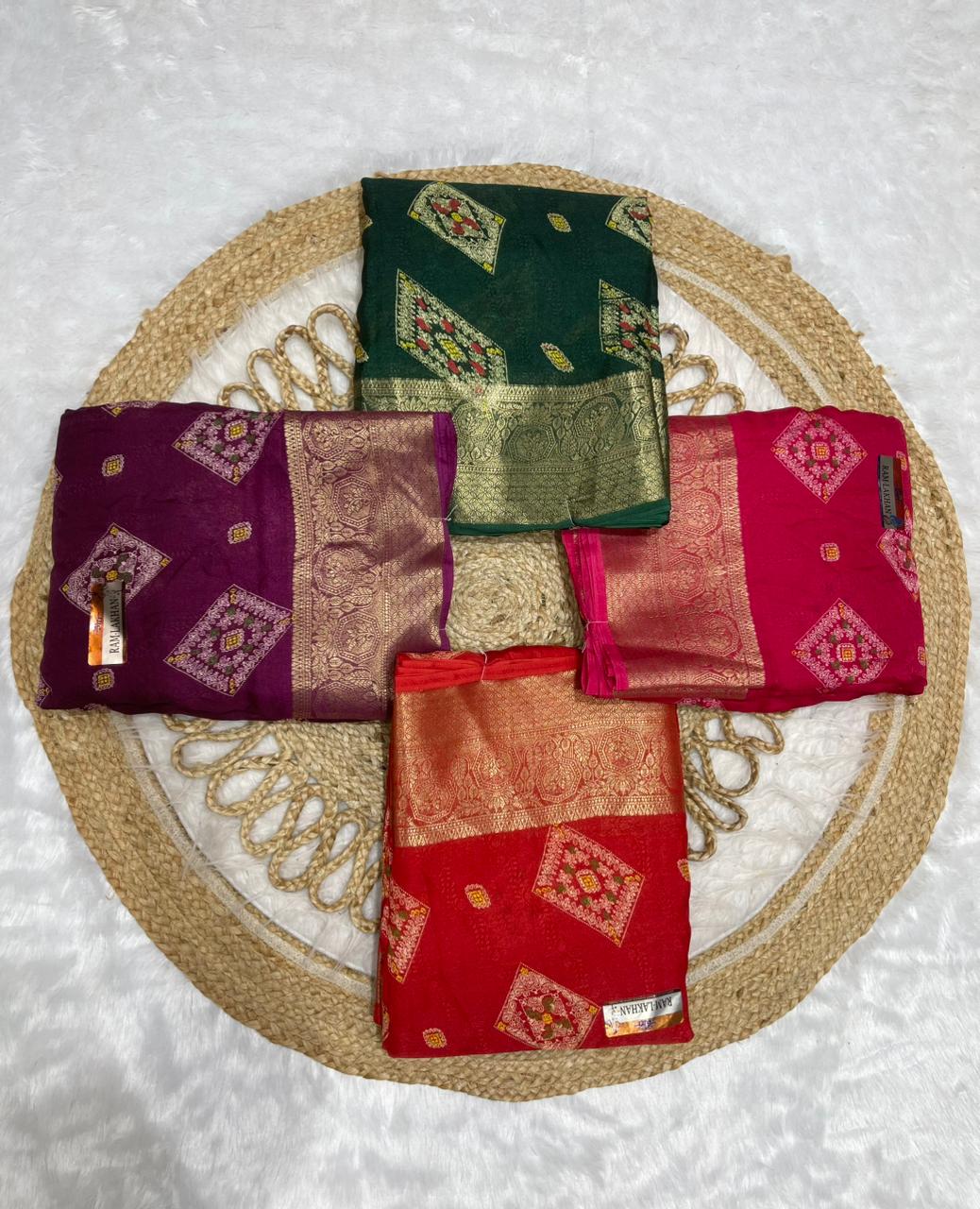 KAS-RAM-LAKHAN-4 FANCY PEACOCK PRINT SAREE WITH JACKQAURD BORDER