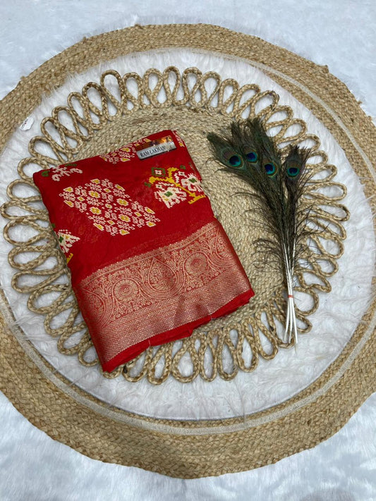 KAS-RAM-LAKHAN-5 FANCY PEACOCK PRINT SAREE WITH JACKQAURD BORDER