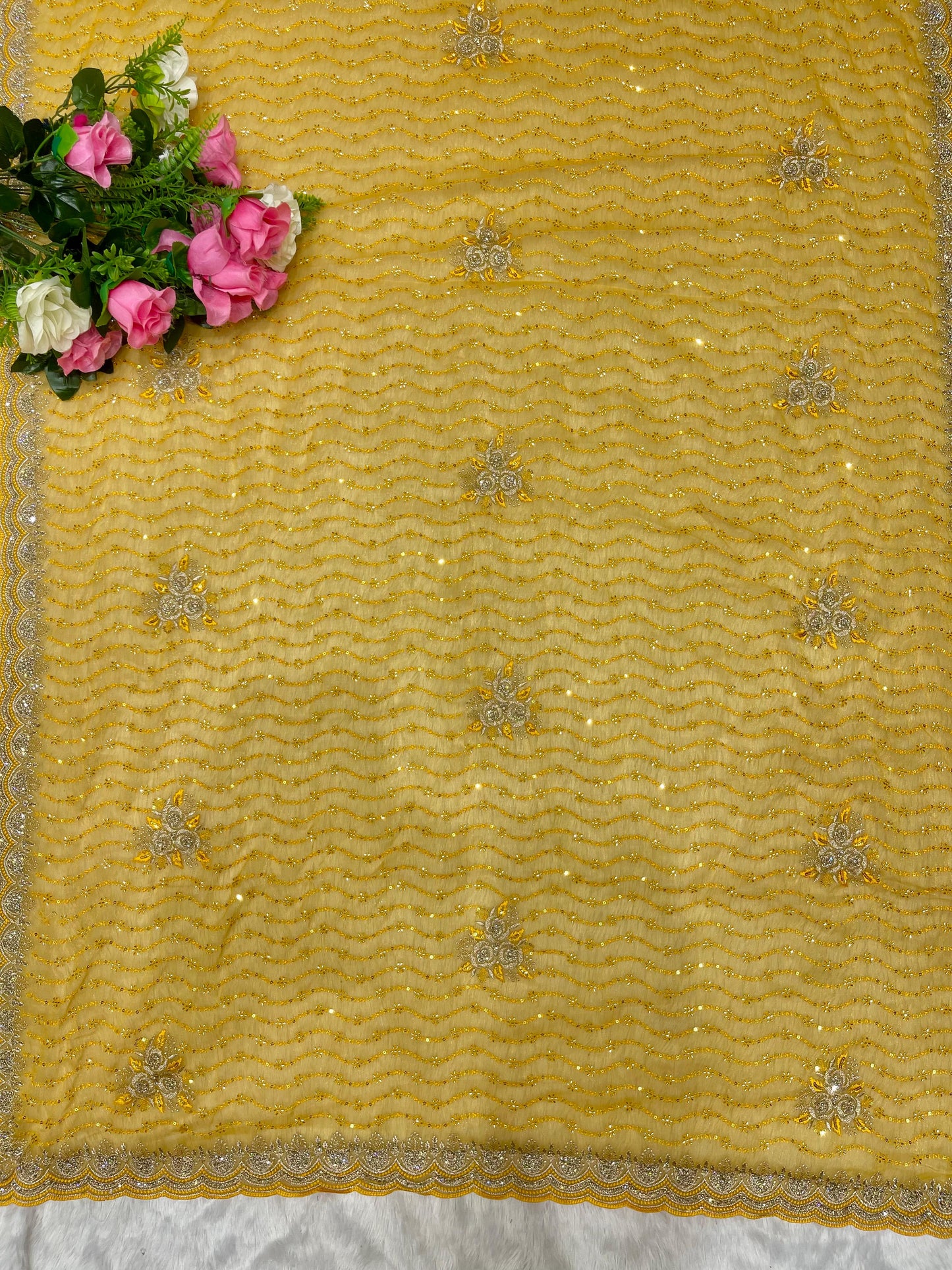 BS-JALWA-2 FENDI SAREE WITH SUPER HEAVY EMBORIDERY WORK WITH BOX THREAD WORK ON BODY WITH SEQUENCE WORK