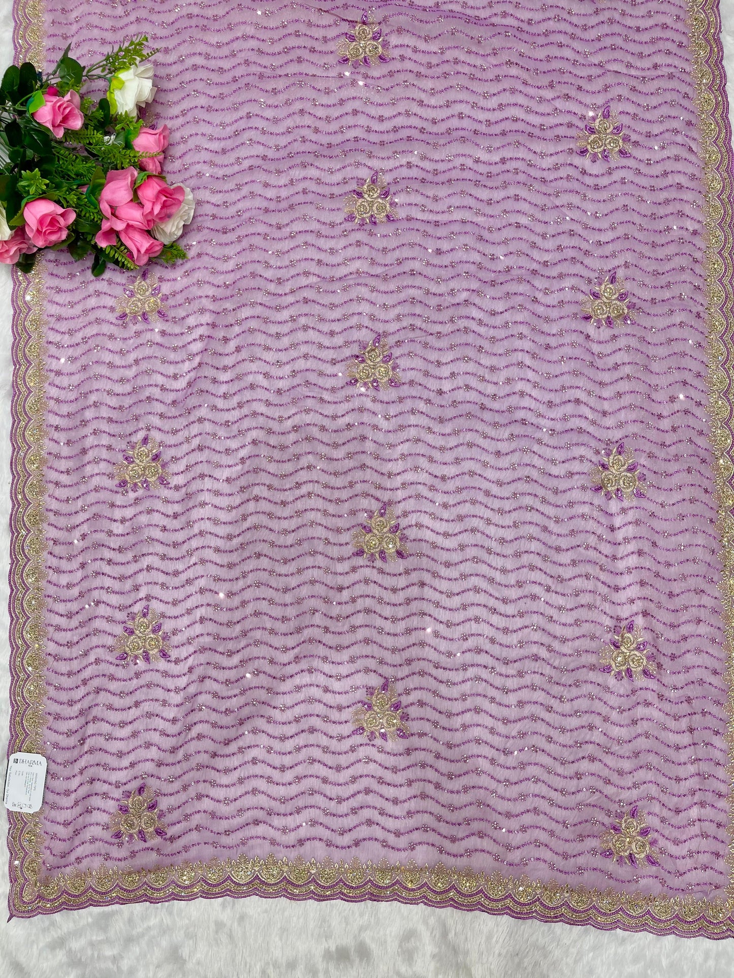 BS-JALWA-2 FENDI SAREE WITH SUPER HEAVY EMBORIDERY WORK WITH BOX THREAD WORK ON BODY WITH SEQUENCE WORK