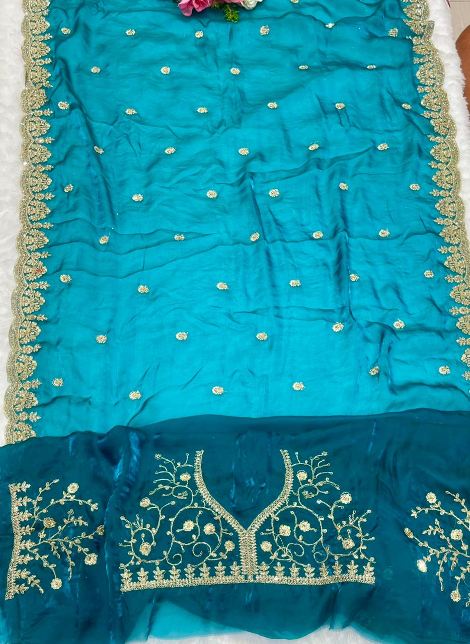 BS-KOTA SATIN SAREE WITH BEAUTIFUL PETHA WORK WITH JARKAN WORK WITH HEAVY BLOUSE