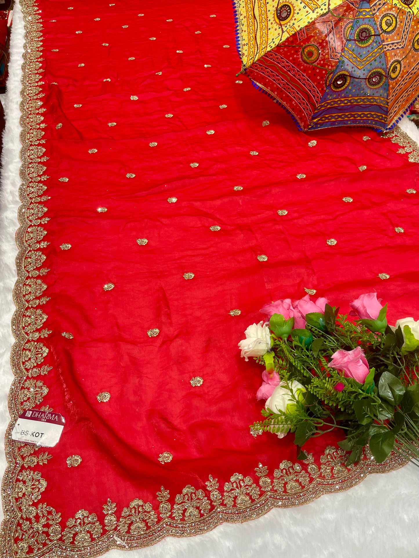 BS-KOTA SATIN SAREE WITH BEAUTIFUL PETHA WORK WITH JARKAN WORK WITH HEAVY BLOUSE