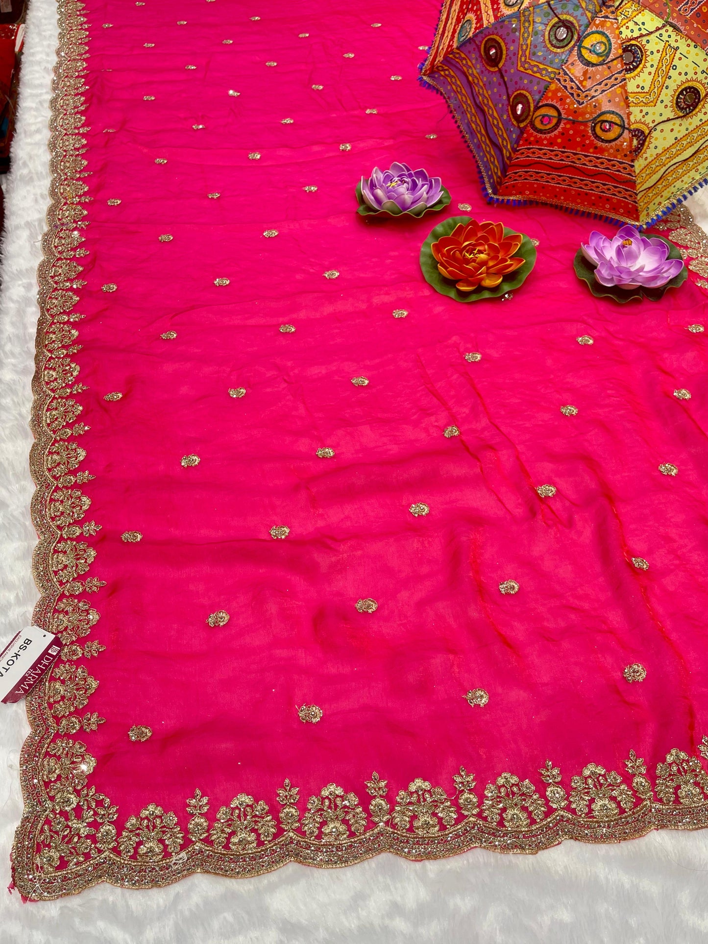 BS-KOTA SATIN SAREE WITH BEAUTIFUL PETHA WORK WITH JARKAN WORK WITH HEAVY BLOUSE