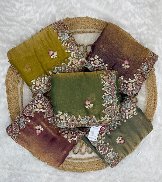 BS-BABUL-KA-PYAR NC MOSS SAREE WITH BEAUTIFUL ZARDOSI AND HANDWORK WITH MINIMAL SOBER MODERN LOOK