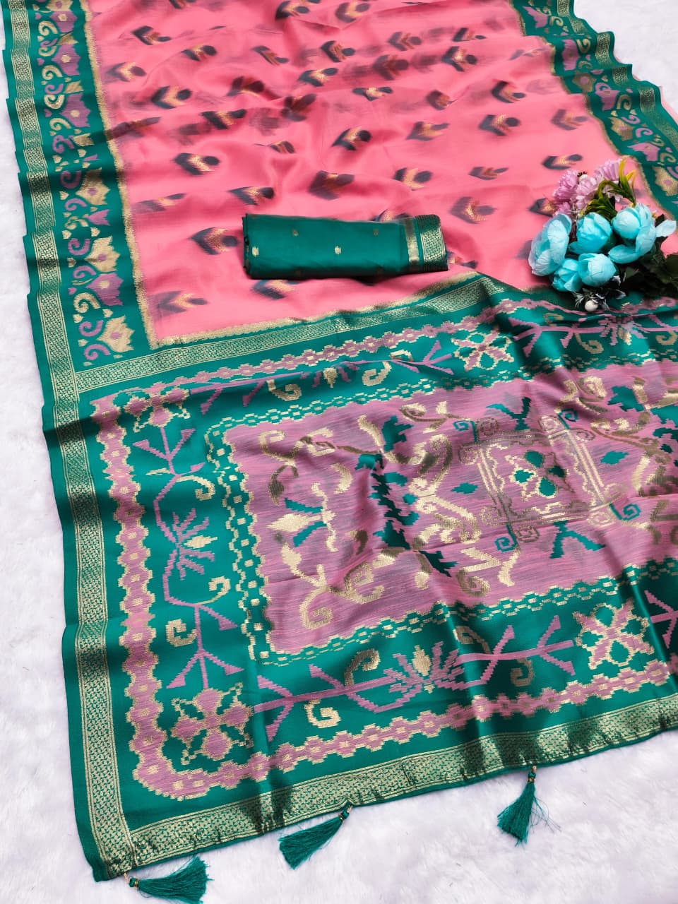 CT-LATIKA COTTON SILK SAREE WITH TRENDING WEAVING DESIGN WITH PESTAL COLOR MATCHING