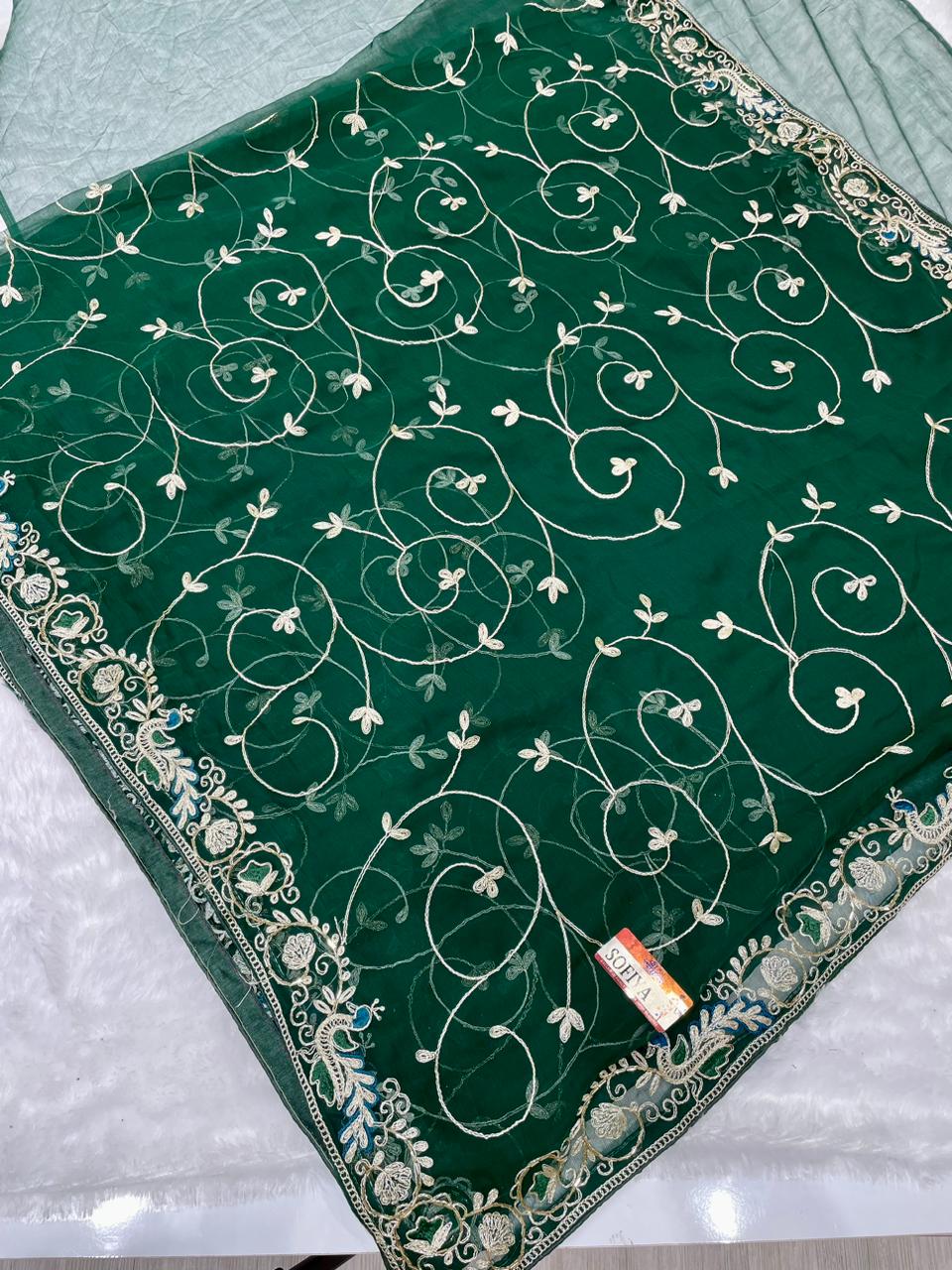 KAS-SOFIYA BLOOMING SAREE WITH HEAVY PITHA CODING WORK HANDWORK WITH PEACOCK DESIGN MULTI THREAD WORK