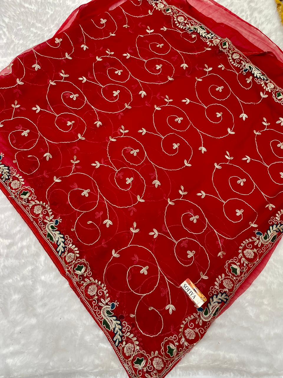 KAS-SOFIYA BLOOMING SAREE WITH HEAVY PITHA CODING WORK HANDWORK WITH PEACOCK DESIGN MULTI THREAD WORK