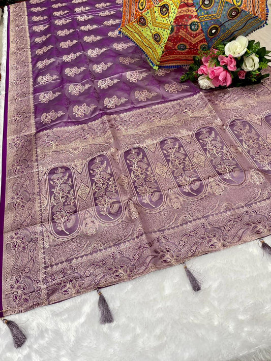 AJ-FARIYA SATIN MULBERRY SILK SAREE WITH HEAVY PALLU WITH BEAUTIFUL PATLI WORK DUSTY COLOR MATCHING