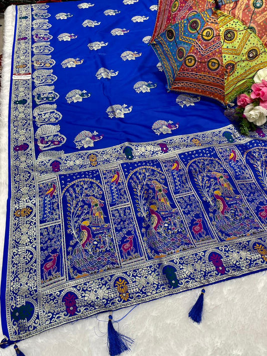 AJ-STAR-SATNAM PREMIUM SOFT SILK WITH GRAND PALLU WITH PATLI WORK AND MEENAKARI WORK WITH TASSELS