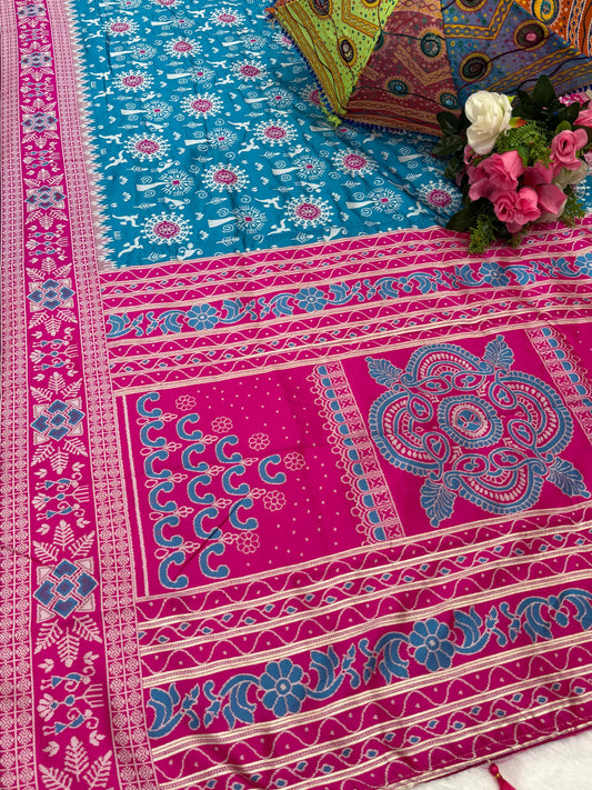 AJ-PARTY SOFT SILK SAREE WITH RICH PALLU WITH BEAUTIFUL UNIQUE DEDIGN WITH MEENAKARI WORK