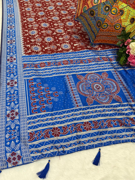 AJ-PARTY SOFT SILK SAREE WITH RICH PALLU WITH BEAUTIFUL UNIQUE DEDIGN WITH MEENAKARI WORK