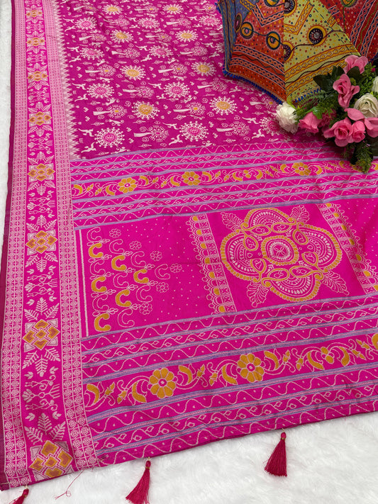 AJ-FLASH SOFT SILK SAREE WITH RICH PALLU WITH BEAUTIFUL UNIQUE DEDIGN WITH MEENAKARI WORK