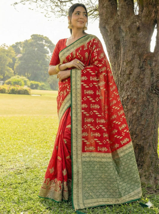 BS-ARUSHI-1 SATIN SAREE WITH BEAUTIFUL BODY DESIGN WITH JARKAN WORK