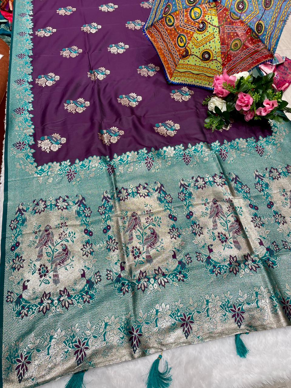 AJ-KUMARI SOFT SILK WITH COMTRAST PALLU AND BLOUSE AND RICH HEAVY PALLU WITH BEAUTIFUL DESIGN AND LATKAN