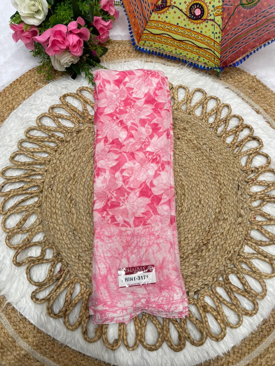 PRINT-3171 BEAUTIFUL FLOWER SAREE WITH SOFT FABRIC