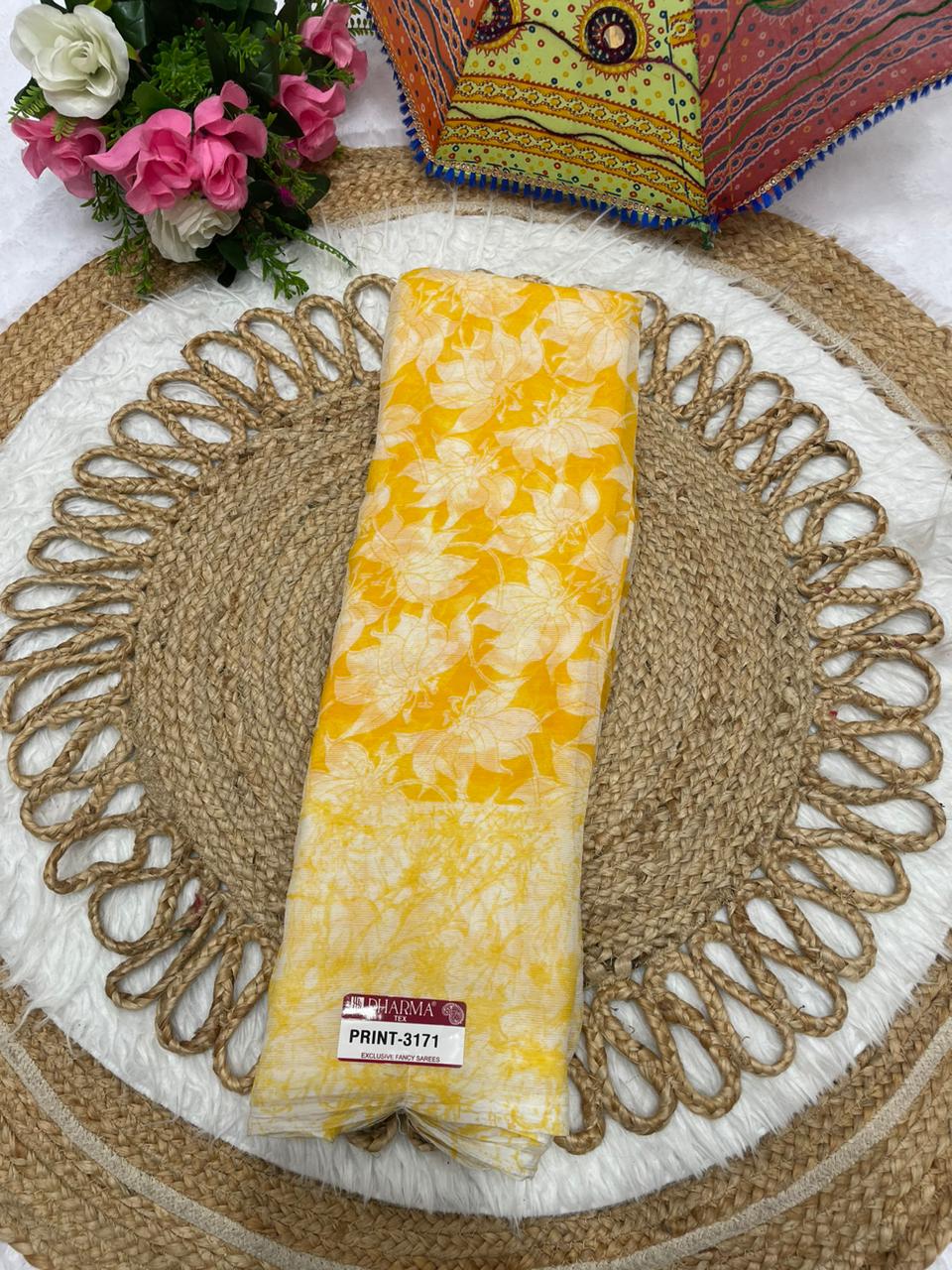 PRINT-3171 BEAUTIFUL FLOWER SAREE WITH SOFT FABRIC