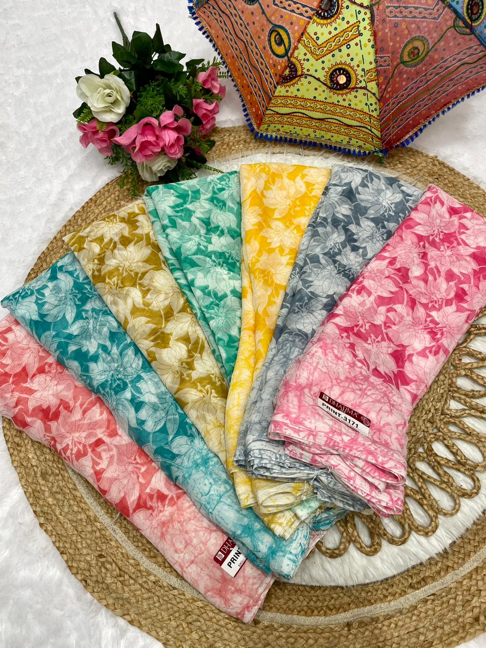 PRINT-3171 BEAUTIFUL FLOWER SAREE WITH SOFT FABRIC