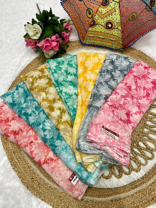 PRINT-3171 BEAUTIFUL FLOWER SAREE WITH SOFT FABRIC