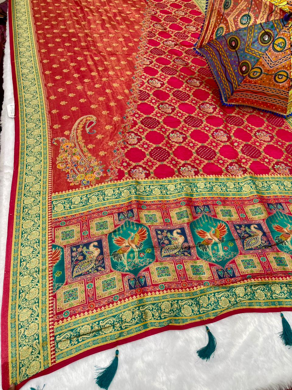 AJ-POSITION LATA POSITION SAREE WITH REAL POSITION PRINT WITH RICH PALLU AND HEAVY BODY LATKAN PIPING