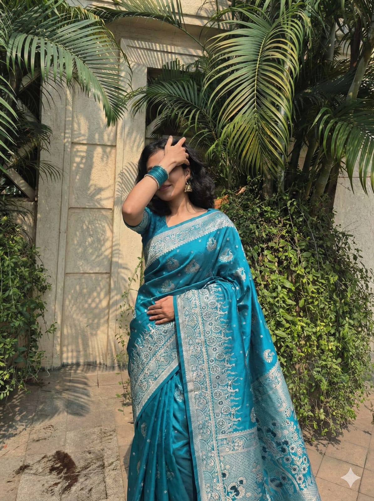AJ-ZERO-SATIN SATIN MULBERRY SILK SAREE WITH HEAVY PALLU WITH BEAUTIFUL PATLI WORK DUSTY COLOR MATCHING