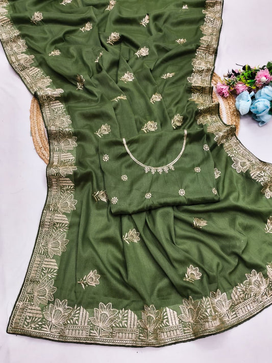 DF-KAMAL STAR GEORGETTE FABRIC SAREE WITH  EMBROIDERY WORK WITH BEAUTIFUL DESIGN  WITH BLOUSE
