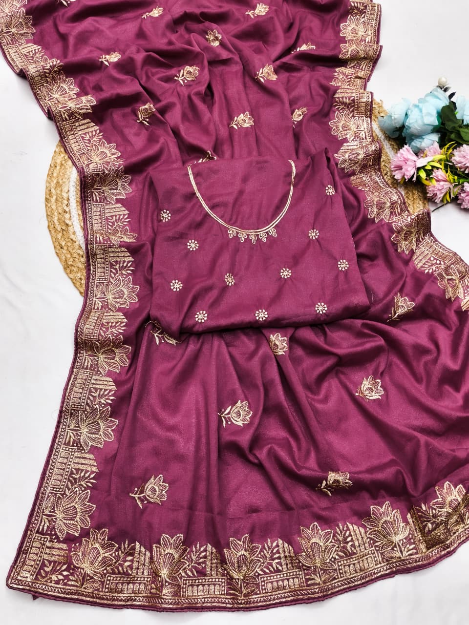 DF-KAMAL STAR GEORGETTE FABRIC SAREE WITH  EMBROIDERY WORK WITH BEAUTIFUL DESIGN  WITH BLOUSE