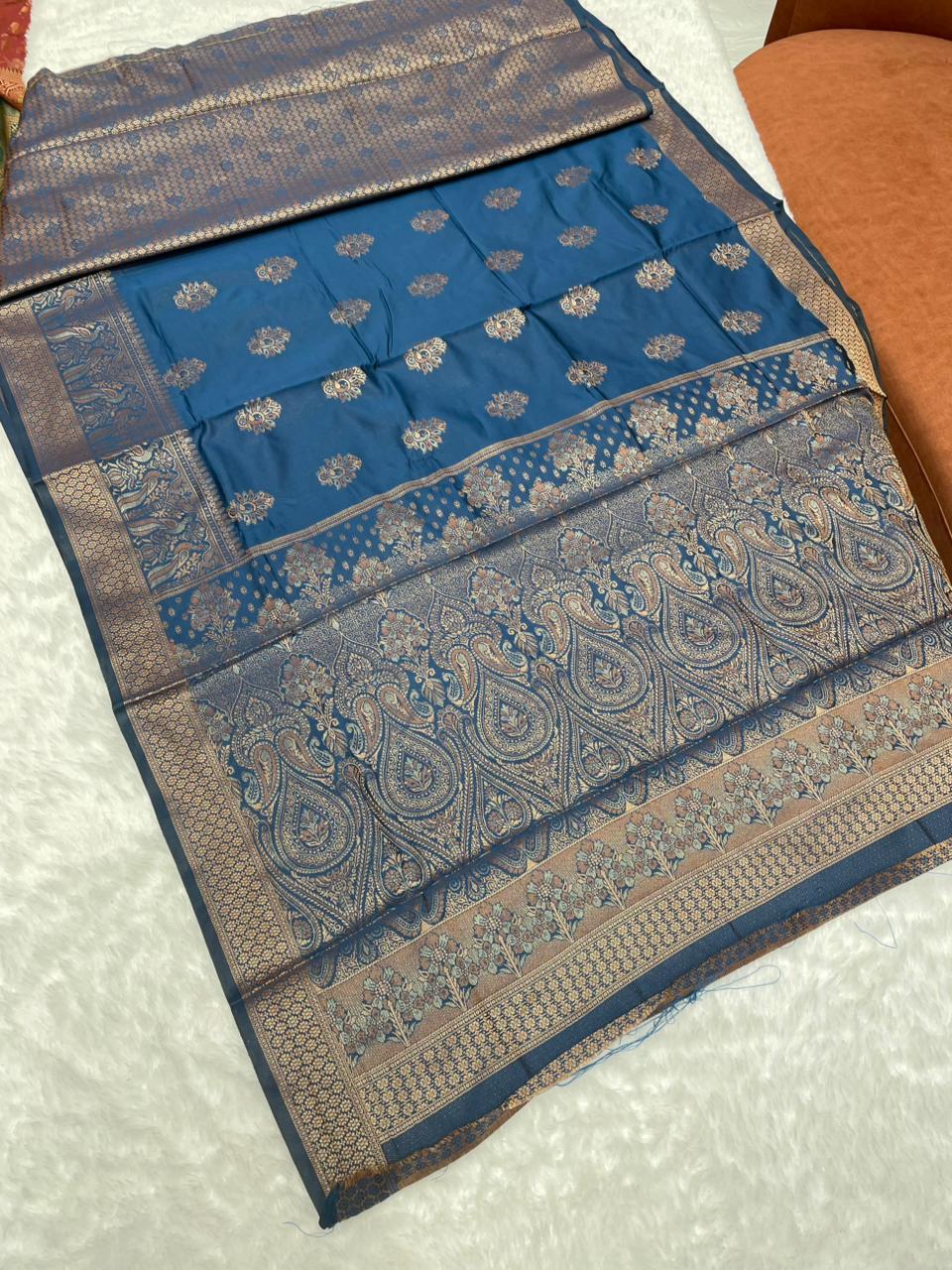 AJ-DIVYANSHU SOFT LITCHI KOTA SILK WITH RICH PALLU AND BEAUTIFUL DESIGN WITH BROCADE BLOUSE