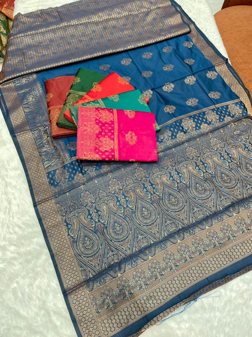 AJ-DIVYANSHU SOFT LITCHI KOTA SILK WITH RICH PALLU AND BEAUTIFUL DESIGN WITH BROCADE BLOUSE