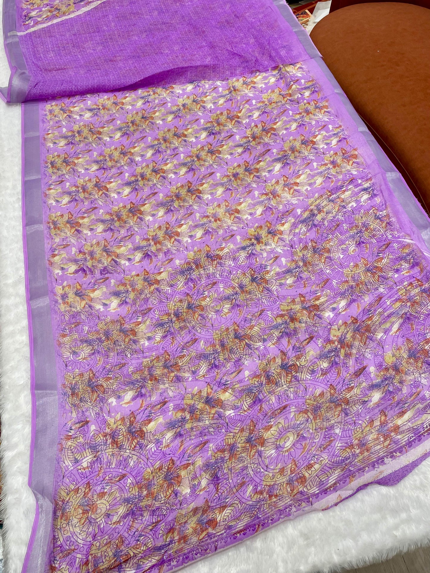 SV-8055 PREMIUM LINEN COTTON SAREE WITH RICH PALLU WITH BEAUTIFUL VIRAL PRINT SAREE WITH PALLU AND BLOUSE