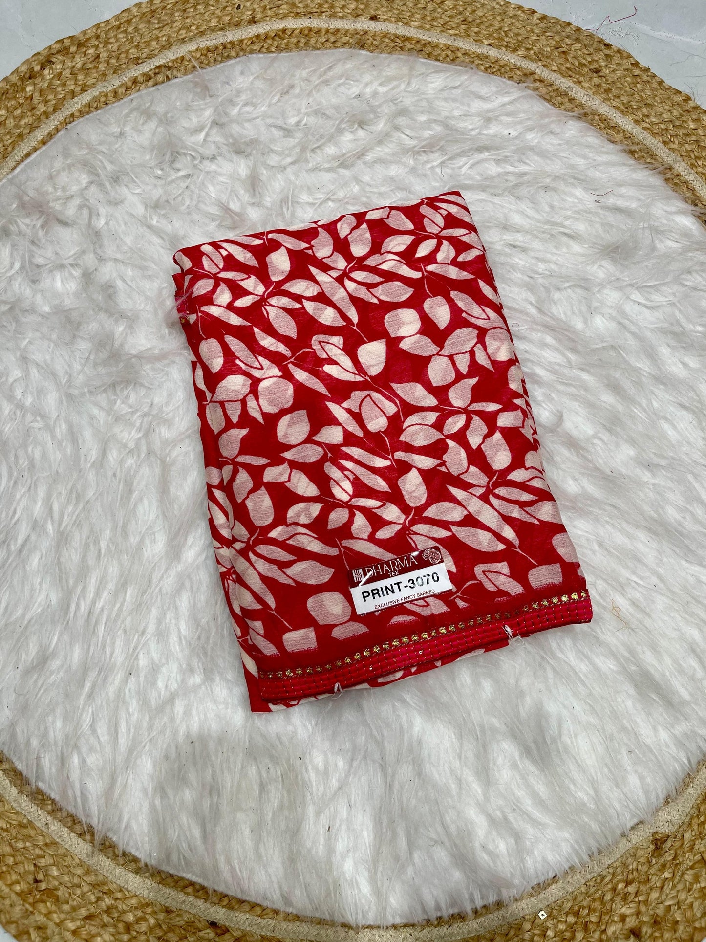 PRINT-3070 CHIFFON SAREE WITH FLOWER PRINT WITH BEAUTIFUL LACE WITH 6.30 MTR CUT