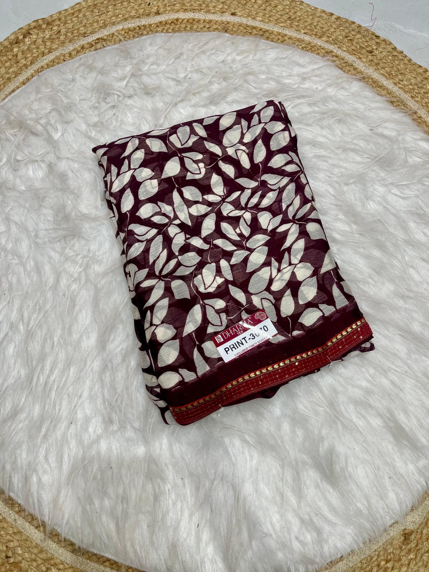 PRINT-3070 CHIFFON SAREE WITH FLOWER PRINT WITH BEAUTIFUL LACE WITH 6.30 MTR CUT