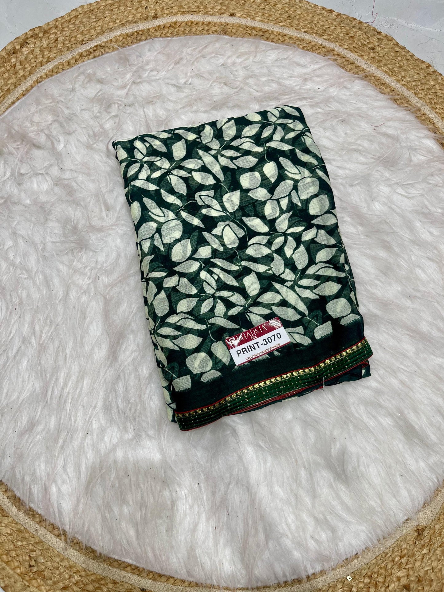 PRINT-3070 CHIFFON SAREE WITH FLOWER PRINT WITH BEAUTIFUL LACE WITH 6.30 MTR CUT