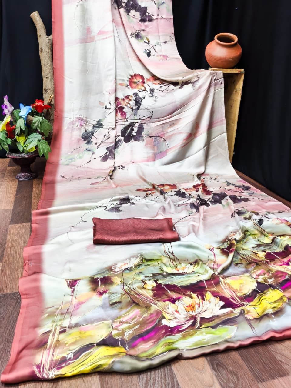 DP-4016 SATIN FOIL SAREE WITH BEAUTIFUL CATLOG DESIGNS WITH 6.30 MTR CUT