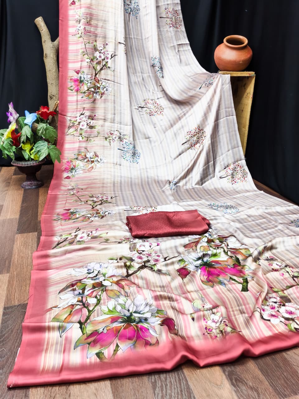 DP-4016 SATIN FOIL SAREE WITH BEAUTIFUL CATLOG DESIGNS WITH 6.30 MTR CUT