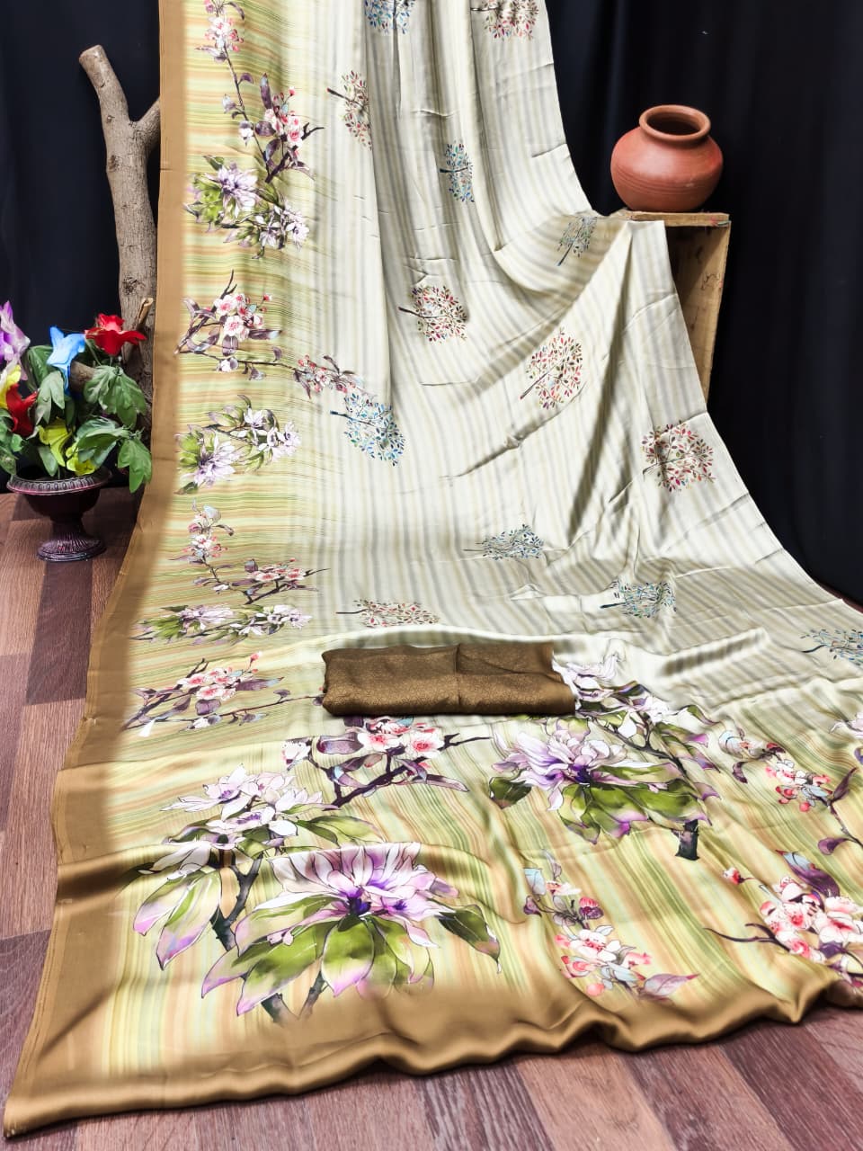 DP-4016 SATIN FOIL SAREE WITH BEAUTIFUL CATLOG DESIGNS WITH 6.30 MTR CUT