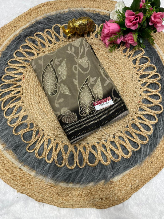 PRINT-3239 ORIGINAL BRASSO SAREE WITH FLORAL DESIGN WITH BRASSO BORDER MTR CUT WITH HEAVY BLOUSE